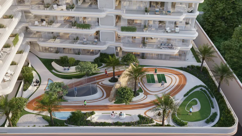 Podium paysager de Weston by Wadan avec piste de course